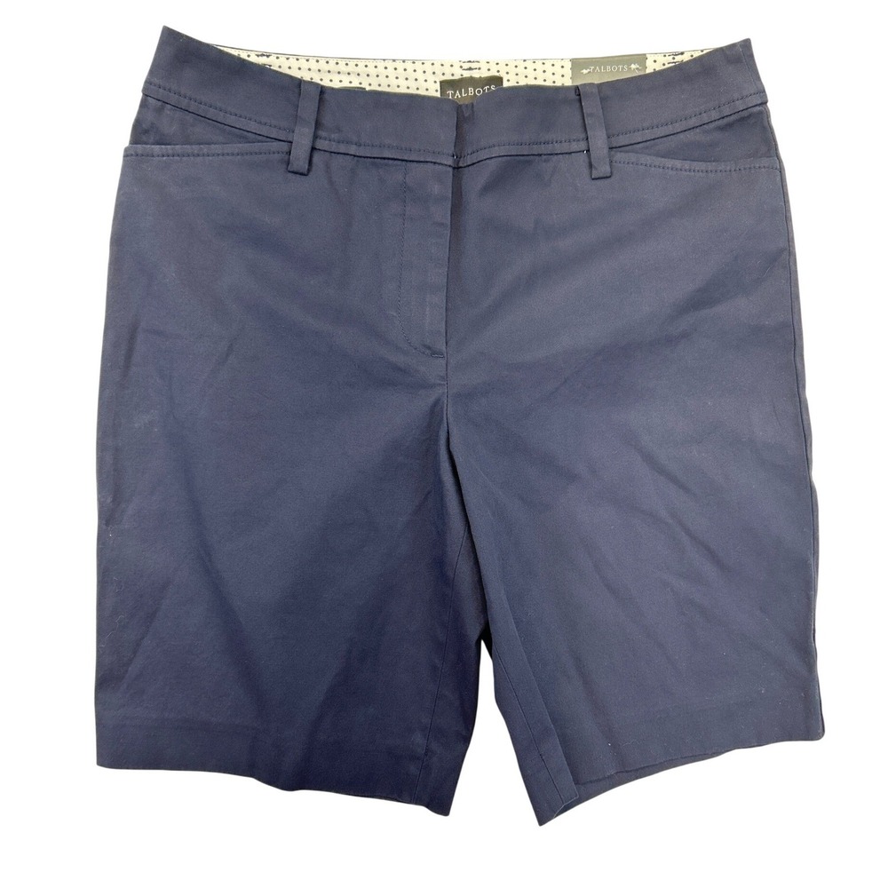 Talbots Perfect Short Womens 6 Navy Blue Cotton Stretch 6" Bermuda NWT